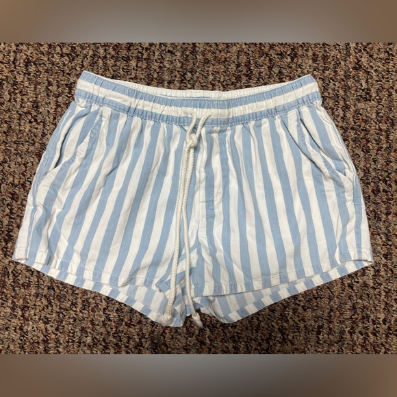 aerie Pants - Aerie Cotton Blue and White Striped Shorts, Size XS